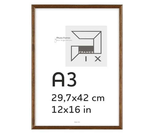 Pix FRAMES Bilderrahmen A3 - Fotorahmen aus Holz - Rahmen mit Scheiben aus acrylglas - Rahmen zum Aufhängen - Modern Photo Frame - 29,7x42 cm - Dunkelbraun von Pix FRAMES