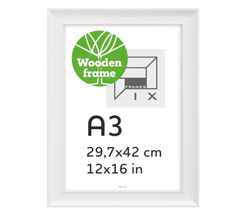 Pix FRAMES Bilderrahmen A3- Holzrahmen - Picture Frame - Holzbilderrahmen - Holz Bilderrahmen - Fotorahmen - 29,7x42 cm - Weiß von Pix FRAMES