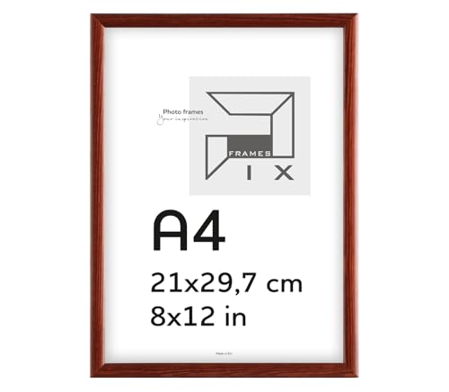 Pix FRAMES Bilderrahmen A4- Fotorahmen aus Holz - Rahmen mit Scheiben aus acrylglas - Rahmen zum Aufhängen und Aufstellen - Modern Photo Frame - 21x29,7 cm - Mahagoni von Pix FRAMES