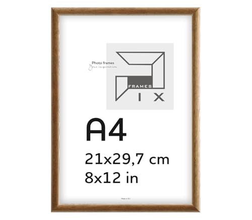 Pix FRAMES Bilderrahmen A4- Fotorahmen aus Holz - Rahmen mit Scheiben aus acrylglas - Rahmen zum Aufhängen und Aufstellen - Modern Photo Frame - 21x29,7 cm - Braun von Pix FRAMES