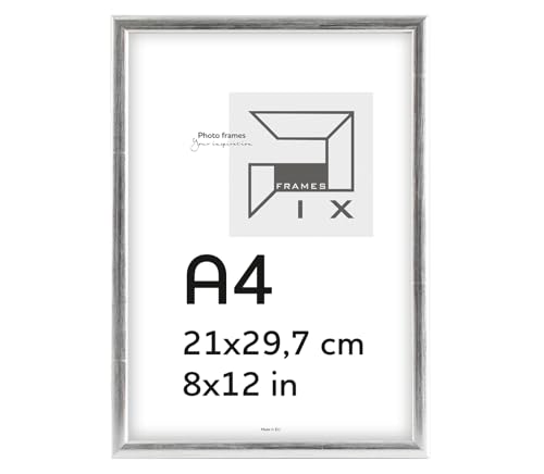 Pix FRAMES Bilderrahmen A4- Fotorahmen aus Holz - Rahmen mit Scheiben aus acrylglas - Rahmen zum Aufhängen und Aufstellen - Modern Photo Frame - 21x29,7 cm - Silber von Pix FRAMES