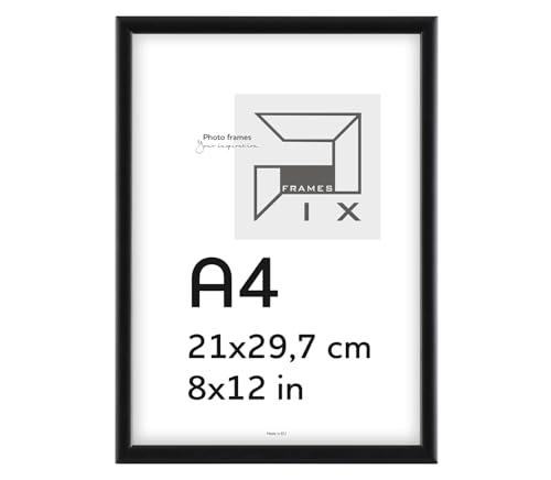 Pix FRAMES Bilderrahmen A4- Fotorahmen aus Holz - Rahmen mit Scheiben aus acrylglas - Rahmen zum Aufhängen und Aufstellen - Modern Photo Frame - 21x29,7 cm - Schwarz von Pix FRAMES