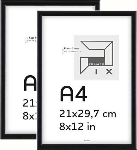 Pix FRAMES Bilderrahmen A4- Fotorahmen aus Holz mit Scheiben aus acrylglas - Rahmen zum Aufhängen und Aufstellen - Modern Photo Frame - 21x29,7 cm x2 Set - Schwarz von Pix FRAMES