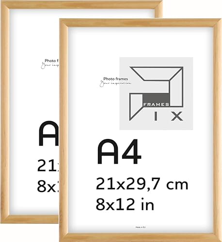 Pix FRAMES Bilderrahmen A4- Fotorahmen aus Holz mit Scheiben aus acrylglas - Rahmen zum Aufhängen und Aufstellen - Modern Photo Frame - 21x29,7 cm x2 Set - Holz von Pix FRAMES