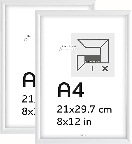 Pix FRAMES Bilderrahmen A4- Fotorahmen aus Holz mit Scheiben aus acrylglas - Rahmen zum Aufhängen und Aufstellen - Modern Photo Frame - 21x29,7 cm x2 Set - Weiß von Pix FRAMES