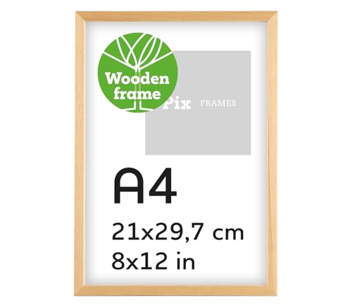 Pix FRAMES Bilderrahmen A4 Holz x2 Set - Holzrahmen mit Scheiben aus Plexiglas - Picture Frame - Holzbilderrahmen - Holz Bilderrahmen - Fotorahmen 21x29,7 cm - Natural von Pix FRAMES