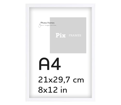 Pix FRAMES Bilderrahmen A4 Holz x2 Set - Holzrahmen mit Scheiben aus acrylglas - Picture Frame - Holzbilderrahmen - Holz Bilderrahmen - Fotorahmen 21x29,7 cm - Weiß von Pix FRAMES