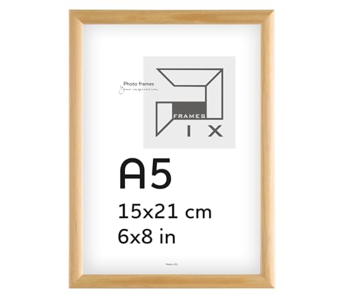 Pix FRAMES Bilderrahmen A5 - Fotorahmen aus Holz - Rahmen mit Scheiben aus acrylglas - Rahmen zum Aufhängen und Aufstellen - Modern Photo Frame - 15x21 cm - Holz von Pix FRAMES