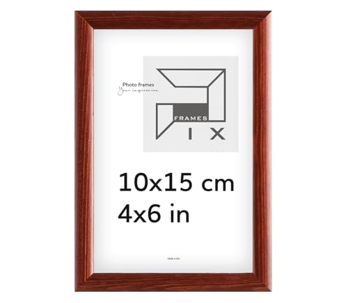 Pix FRAMES Bilderrahmen - Fotorahmen aus Holz - Rahmen mit Scheiben aus Plexiglas - Rahmen zum Aufhängen und Aufstellen - Modern Photo Frame - 10x15 cm - Mahagoni von Pix FRAMES