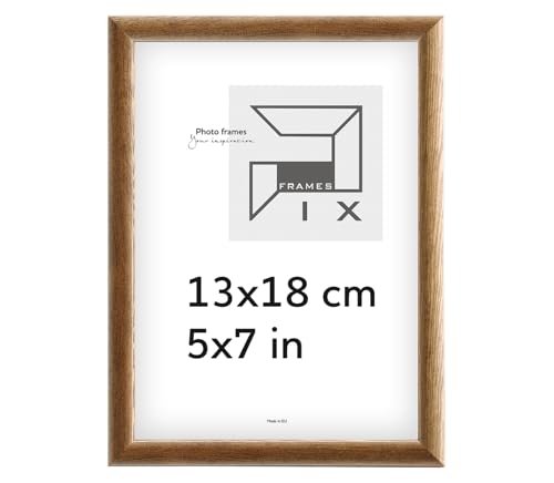 Pix FRAMES Bilderrahmen - Fotorahmen aus Holz - Rahmen mit Scheiben aus Plexiglas - Rahmen zum Aufhängen und Aufstellen - Modern Photo Frame - 13x18 cm - Braun von Pix FRAMES