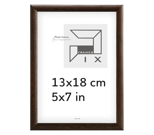 Pix FRAMES Bilderrahmen - Fotorahmen aus Holz - Rahmen mit Scheiben aus Plexiglas - Rahmen zum Aufhängen und Aufstellen - Modern Photo Frame - 13x18 cm - Dunkelbraun von Pix FRAMES