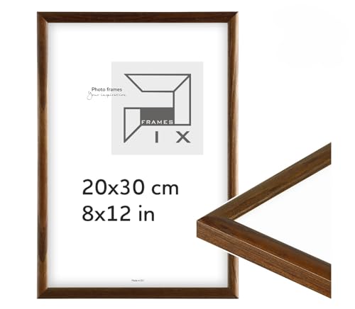 Pix FRAMES Bilderrahmen - Fotorahmen aus Holz - Rahmen mit Scheiben aus acrylglas - Rahmen zum Aufhängen und Aufstellen - Modern Photo Frame - 20x30 cm - Dunkelbraun von Pix FRAMES