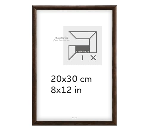 Pix FRAMES Bilderrahmen - Fotorahmen aus Holz - Rahmen mit Scheiben aus Plexiglas - Rahmen zum Aufhängen und Aufstellen - Modern Photo Frame - 20x30 cm - Dunkelbraun von Pix FRAMES