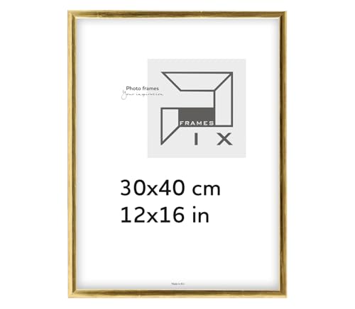 Pix FRAMES Bilderrahmen - Fotorahmen aus Holz - Rahmen mit Scheiben aus acrylglas - Rahmen zum Aufhängen - Modern Photo Frame - 30x40 cm - Gold von Pix FRAMES