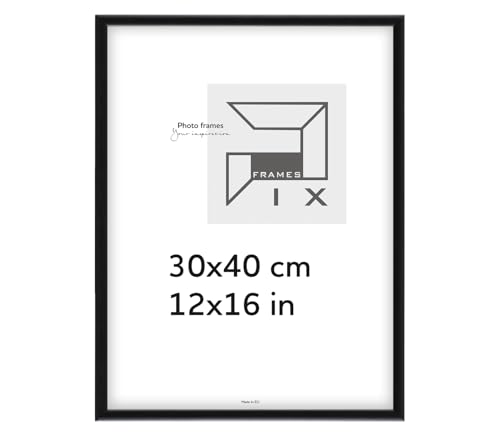 Pix FRAMES Bilderrahmen - Fotorahmen aus Holz - Rahmen mit Scheiben aus Plexiglas - Rahmen zum Aufhängen - Modern Photo Frame - 30x40 cm - Schwarz von Pix FRAMES