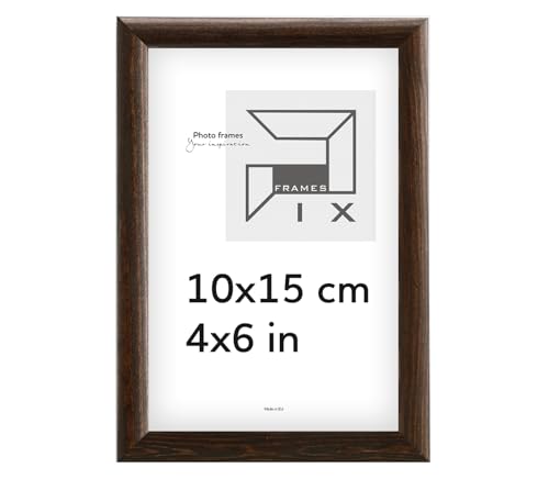 Pix FRAMES Bilderrahmen - Fotorahmen aus Holz - Rahmen mit Scheiben aus Plexiglas - Rahmen zum Aufhängen und Aufstellen - Modern Photo Frame - 10x15 cm - Dunkelbraun von Pix FRAMES