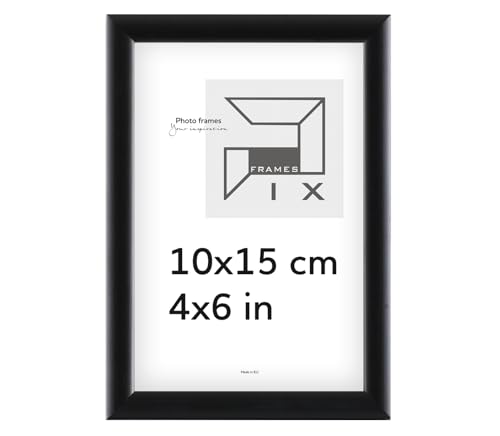 Pix FRAMES Bilderrahmen - Fotorahmen aus Holz - Rahmen mit Scheiben aus Plexiglas - Rahmen zum Aufhängen und Aufstellen - Modern Photo Frame - 10x15 cm - Schwarz von Pix FRAMES