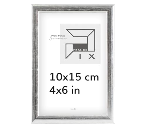 Pix FRAMES Bilderrahmen - Fotorahmen aus Holz - Rahmen mit Scheiben aus Plexiglas - Rahmen zum Aufhängen und Aufstellen - Modern Photo Frame - 10x15 cm - Silber von Pix FRAMES