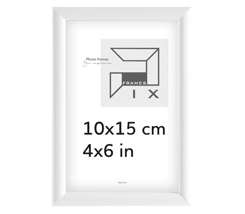 Pix FRAMES Bilderrahmen - Fotorahmen aus Holz - Rahmen mit Scheiben aus Plexiglas - Rahmen zum Aufhängen und Aufstellen - Modern Photo Frame - 10x15 cm - Weiß von Pix FRAMES