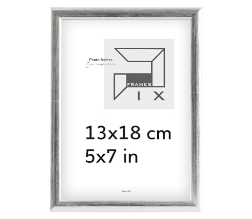 Pix FRAMES Bilderrahmen - Fotorahmen aus Holz - Rahmen mit Scheiben aus acrylglas - Rahmen zum Aufhängen und Aufstellen - Modern Photo Frame - 13x18 cm - Silber von Pix FRAMES