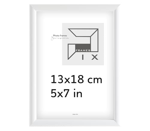 Pix FRAMES Bilderrahmen - Fotorahmen aus Holz - Rahmen mit Scheiben aus Plexiglas - Rahmen zum Aufhängen und Aufstellen - Modern Photo Frame - 13x18 cm - Weiß von Pix FRAMES