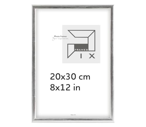 Pix FRAMES Bilderrahmen - Fotorahmen aus Holz - Rahmen mit Scheiben aus acrylglas - Rahmen zum Aufhängen und Aufstellen - Modern Photo Frame - 20x30 cm - Silber von Pix FRAMES