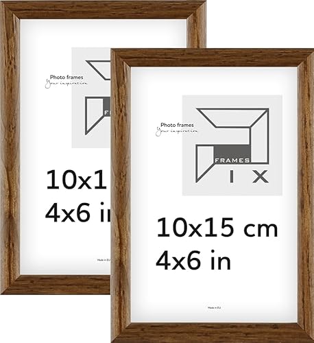 Pix FRAMES Bilderrahmen - Fotorahmen aus Holz mit Scheiben aus Plexiglas - Rahmen zum Aufhängen und Aufstellen - Modern Photo Frame - 10x15 cm x2 Set - Dunkelbraun von Pix FRAMES