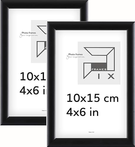 Pix FRAMES Bilderrahmen - Fotorahmen aus Holz mit Scheiben aus Plexiglas - Rahmen zum Aufhängen und Aufstellen - Modern Photo Frame - 10x15 cm x2 Set - Schwarz von Pix FRAMES