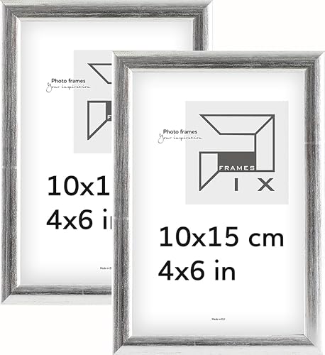 Pix FRAMES Bilderrahmen - Fotorahmen aus Holz mit Scheiben aus acrylglas - Rahmen zum Aufhängen und Aufstellen - Modern Photo Frame - 10x15 cm x2 Set - Silber von Pix FRAMES