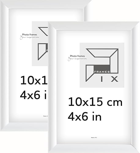 Pix FRAMES Bilderrahmen - Fotorahmen aus Holz mit Scheiben aus Plexiglas - Rahmen zum Aufhängen und Aufstellen - Modern Photo Frame - 10x15 cm x2 Set - Weiß von Pix FRAMES