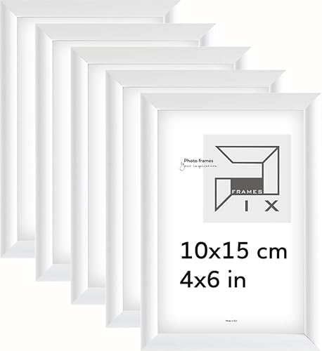 Pix FRAMES Bilderrahmen - Fotorahmen aus Holz mit Scheiben aus acrylglas - Rahmen zum Aufhängen und Aufstellen - Modern Photo Frame - 10x15 cm x5 Set - Weiß von Pix FRAMES