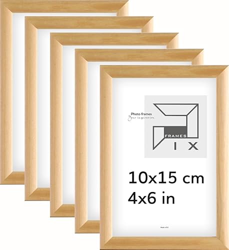 Pix FRAMES Bilderrahmen - Fotorahmen aus Holz mit Scheiben aus acrylglas - Rahmen zum Aufhängen und Aufstellen - Modern Photo Frame - 10x15 cm x5 Set - Holz von Pix FRAMES