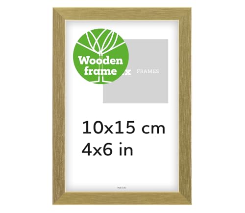 Pix FRAMES Bilderrahmen Holz - Holzrahmen mit Scheiben aus Plexiglas - Picture Frame - Holzbilderrahmen - Holz Bilderrahmen - Fotorahmen 10x15 cm - Gold von Pix FRAMES