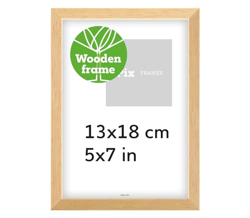 Pix FRAMES Bilderrahmen Holz - Holzrahmen mit Scheiben aus Plexiglas - Picture Frame - Holzbilderrahmen - Holz Bilderrahmen - Fotorahmen 13x18 cm - Natural von Pix FRAMES