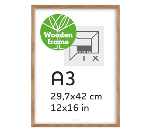 Pix FRAMES Bilderrahmen Holz - Holzrahmen mit Scheiben aus acrylglas - Picture Frame - Holzbilderrahmen - Holz Bilderrahmen - Fotorahmen 29,7x42 cm - Eiche von Pix FRAMES