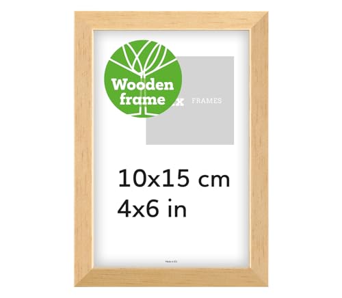 Pix FRAMES Bilderrahmen Holz - Holzrahmen mit Scheiben aus Plexiglas - Picture Frame - Holzbilderrahmen - Holz Bilderrahmen - Fotorahmen 10x15 cm - Natural von Pix FRAMES