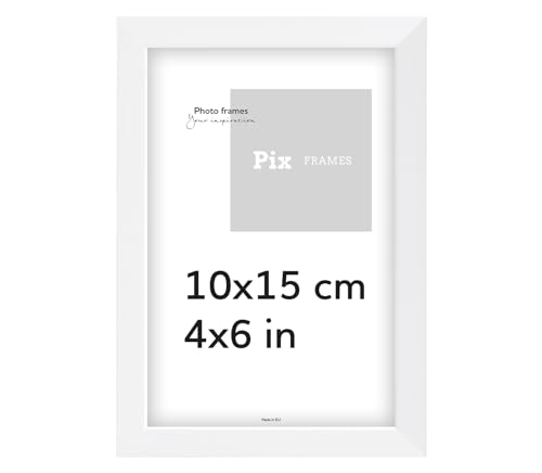 Pix FRAMES Bilderrahmen Holz - Holzrahmen mit Scheiben aus Plexiglas - Picture Frame - Holzbilderrahmen - Holz Bilderrahmen - Fotorahmen 10x15 cm - Weiß von Pix FRAMES