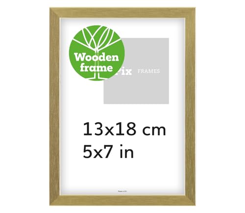 Pix FRAMES Bilderrahmen Holz - Holzrahmen mit Scheiben aus acrylglas - Picture Frame - Holzbilderrahmen - Holz Bilderrahmen - Fotorahmen 13x18 cm - Gold von Pix FRAMES