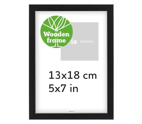 Pix FRAMES Bilderrahmen Holz - Holzrahmen mit Scheiben aus acrylglas - Picture Frame - Holzbilderrahmen - Holz Bilderrahmen - Fotorahmen 13x18 cm - Schwarz von Pix FRAMES