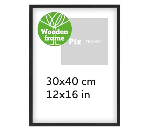 Pix FRAMES Bilderrahmen Holz - Holzrahmen mit Scheiben aus acrylglas - Picture Frame - Holzbilderrahmen - Holz Bilderrahmen - Fotorahmen 30x40 cm - Schwarz von Pix FRAMES