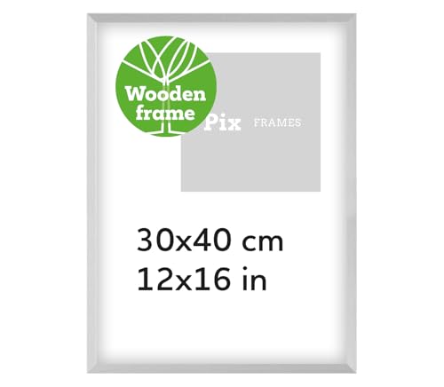 Pix FRAMES Bilderrahmen Holz - Holzrahmen mit Scheiben aus acrylglas - Picture Frame - Holzbilderrahmen - Holz Bilderrahmen - Fotorahmen 30x40 cm - Silber von Pix FRAMES