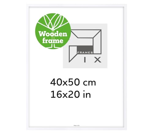 Pix FRAMES Bilderrahmen Holz - Holzrahmen mit Scheiben aus Plexiglas - Picture Frame - Holzbilderrahmen - Holz Bilderrahmen - Fotorahmen 40x50 cm - Weiß von Pix FRAMES