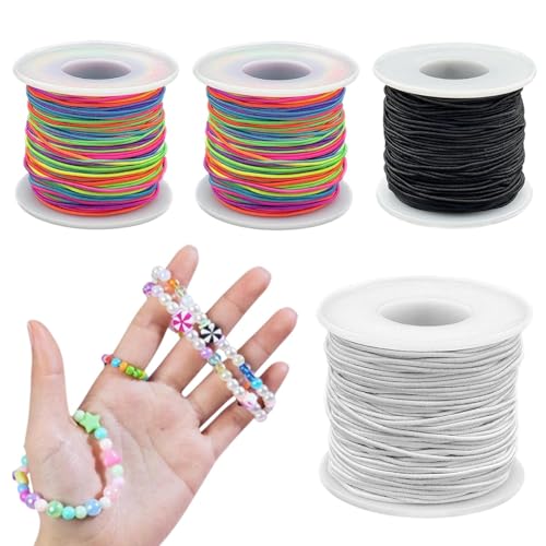 1mm Gummiband für Armbänder - 4 Rollen Gummikordel, Elastisches Band für Armbänder Gummischnur, Gummi Armband zum Basteln, Elasten Nylonfaden für DIY Schmuckherstellung, Halsketten, Perlen 1mm Gummiband für Armbänder - 4 Rollen Gummikordel, Elastisches Band für Armbänder Gummischnur, Gummi Armband zum Basteln, Elasten Nylonfaden für DIY Schmuckherstellung, Halsketten, Perlen von Pixaro