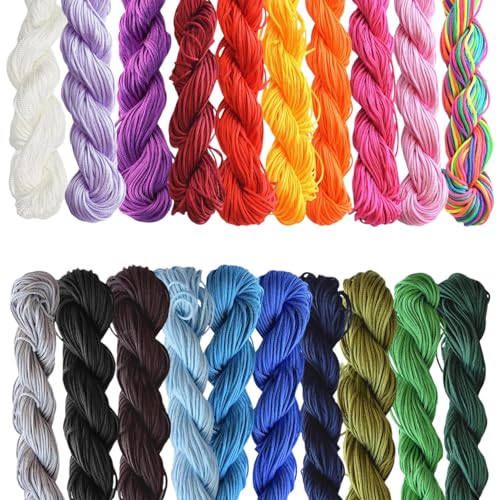 20 Stück Seide Nylonschnur - 1 MM Nylonschnur für Armbänder, Bunte Makramee Garn 1MM, Seide Nylonschnur für DIY Schmuck, Halskette, Armband, String, Geflochtene, Perlen, Handwerk, Armbänder Knüpfen 20 Stück Seide Nylonschnur - 1 MM Nylonschnur für Armbänder, Bunte Makramee Garn 1MM, Seide Nylonschnur für DIY Schmuck, Halskette, Armband, String, Geflochtene, Perlen, Handwerk, Armbänder Knüpfen von Pixaro