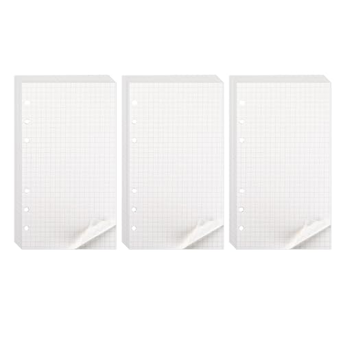 3 Pack Nachfüllpapier A6-135 Blätter Notizbuch A6 Kariert Nachfüllbar, 6 Löcher A6 Papier Nachfülleinlagen, Ringbuch A6 Nachfüllbar,A6 Einlagen, Notizpapier A6 für Notizbuch Tagbuch Binder Skizze von Pixaro