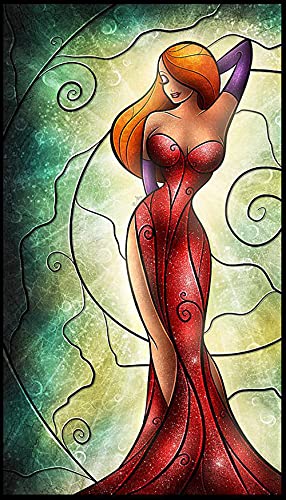 Pixels & Steken - Diamond Painting Jessica Rabbit - Quadratischen Steine - 74x40cm von Pixels & Steken