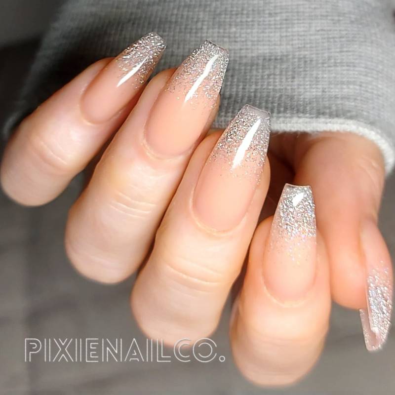 Hard Gel Sculpted Press On Nails Mit Reflective Glitter Fade von PixieNailCo