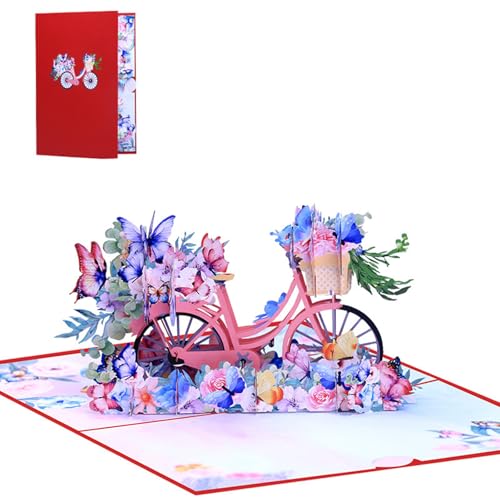 Elegante 3D-Popup-Grußkarte Festival 3D Schmetterling und Blume Fahrräder Karte Grußkarte für Hochzeitswünsche von Pjeghbvop