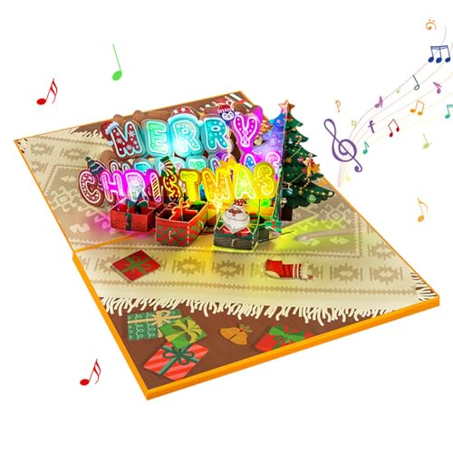 Elegante Weihnachten Popup Karte Multifunktionale 3D Popup Weihnachtsgruß Papierkarte mit Melodie zum Feiern von Pjeghbvop