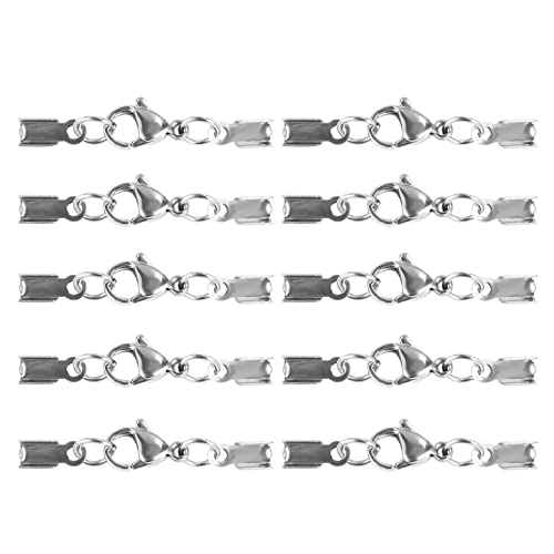 Karabinerverschlüsse aus Edelstahl mit Endkappen, Crimp-Endspitzen, Schmuckherstellung, 10 Stück von Pjeghbvop